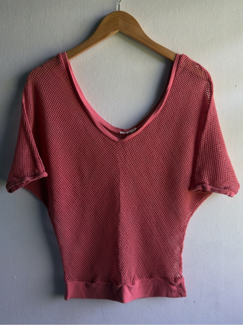 Roxy Pink Open Knit Mesh Waffle Beach Cover Up Boho Y2K Top Small